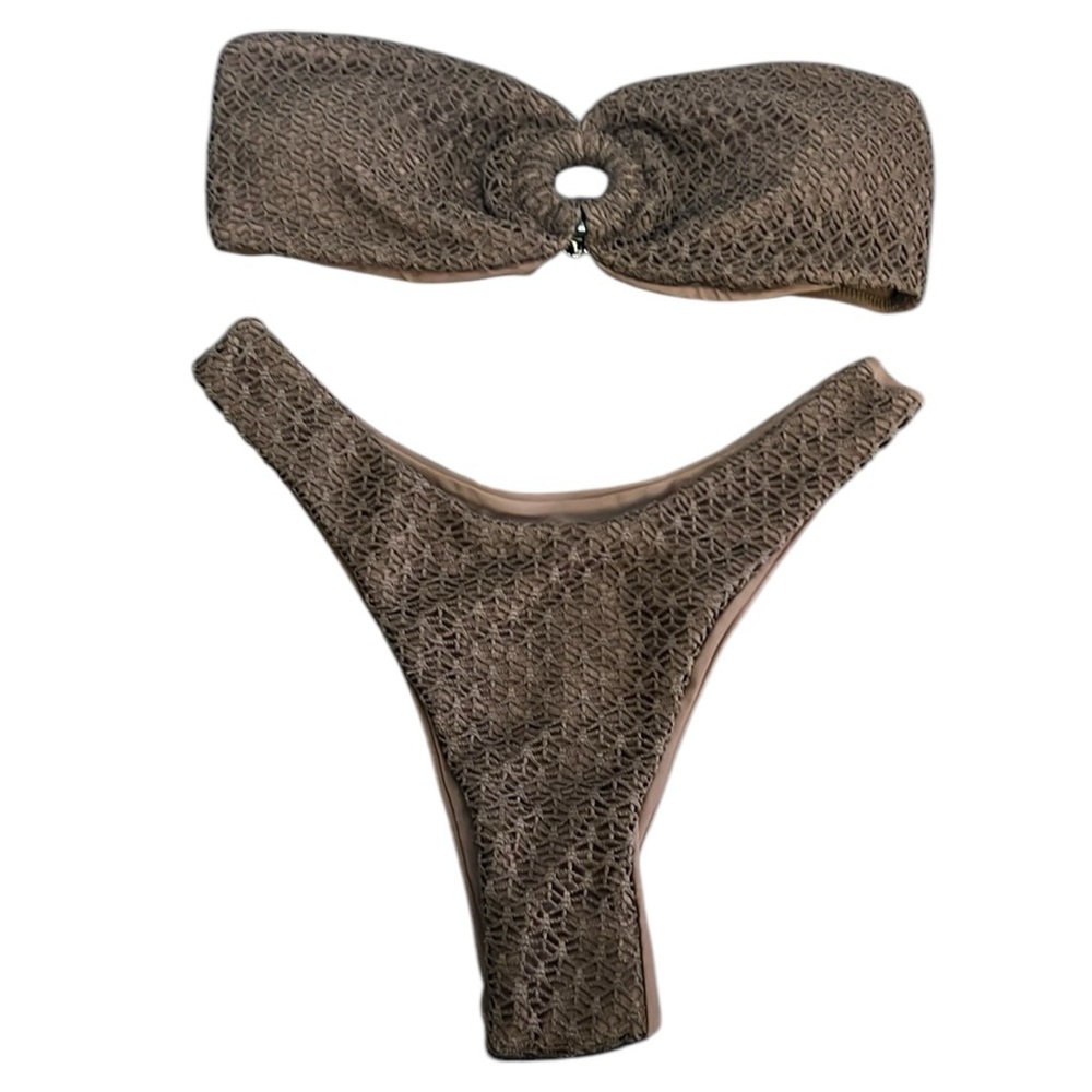 NWOT Brown Textured Bikini Set